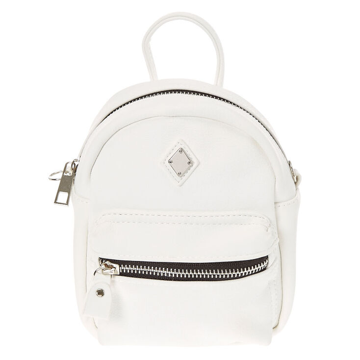 Claire's Petit sac à dos à bandoulière en similicuir blanc