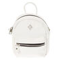 Faux Leather Mini Backpack Crossbody Bag - White,