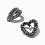 Clous d&#39;oreilles couleur h&eacute;matite strass c&oelig;ur ajour&eacute;,