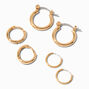 Gold-tone Graduated Hinge Hoop Earrings - 3 Pack,