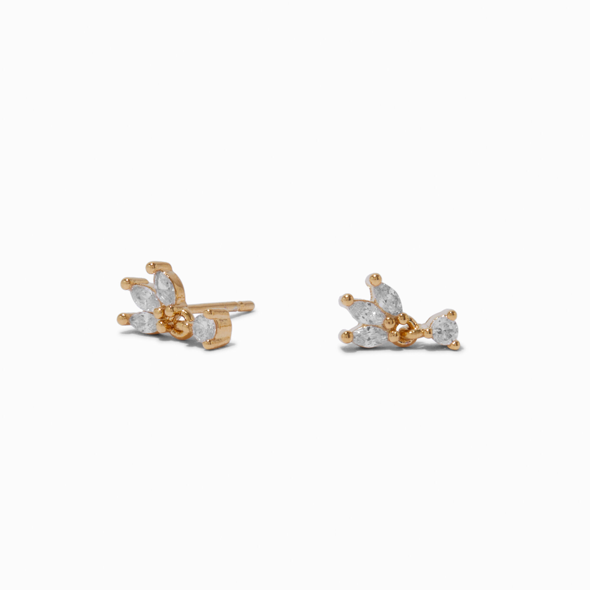 C LUXE by Claire's 18kt Gold Plated Cubic Zirconia Flower Stud Earrings,