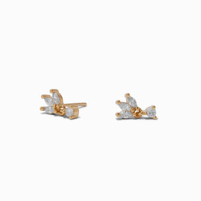 C LUXE by Claire&#39;s 18kt Gold Plated Cubic Zirconia Flower Stud Earrings,