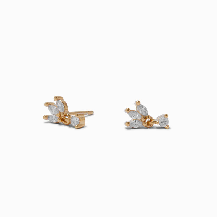 C LUXE by Claire&#39;s 18kt Gold Plated Cubic Zirconia Flower Stud Earrings,