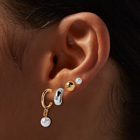 Bean &amp; Pearl Earring Stackables Set - 6 Pack,