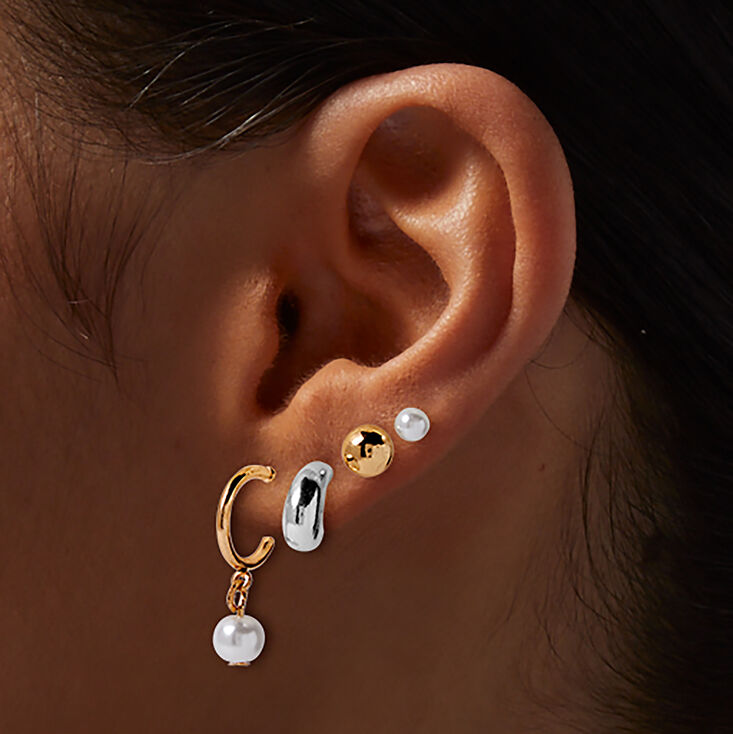 Bean &amp; Pearl Earring Stackables Set - 6 Pack,