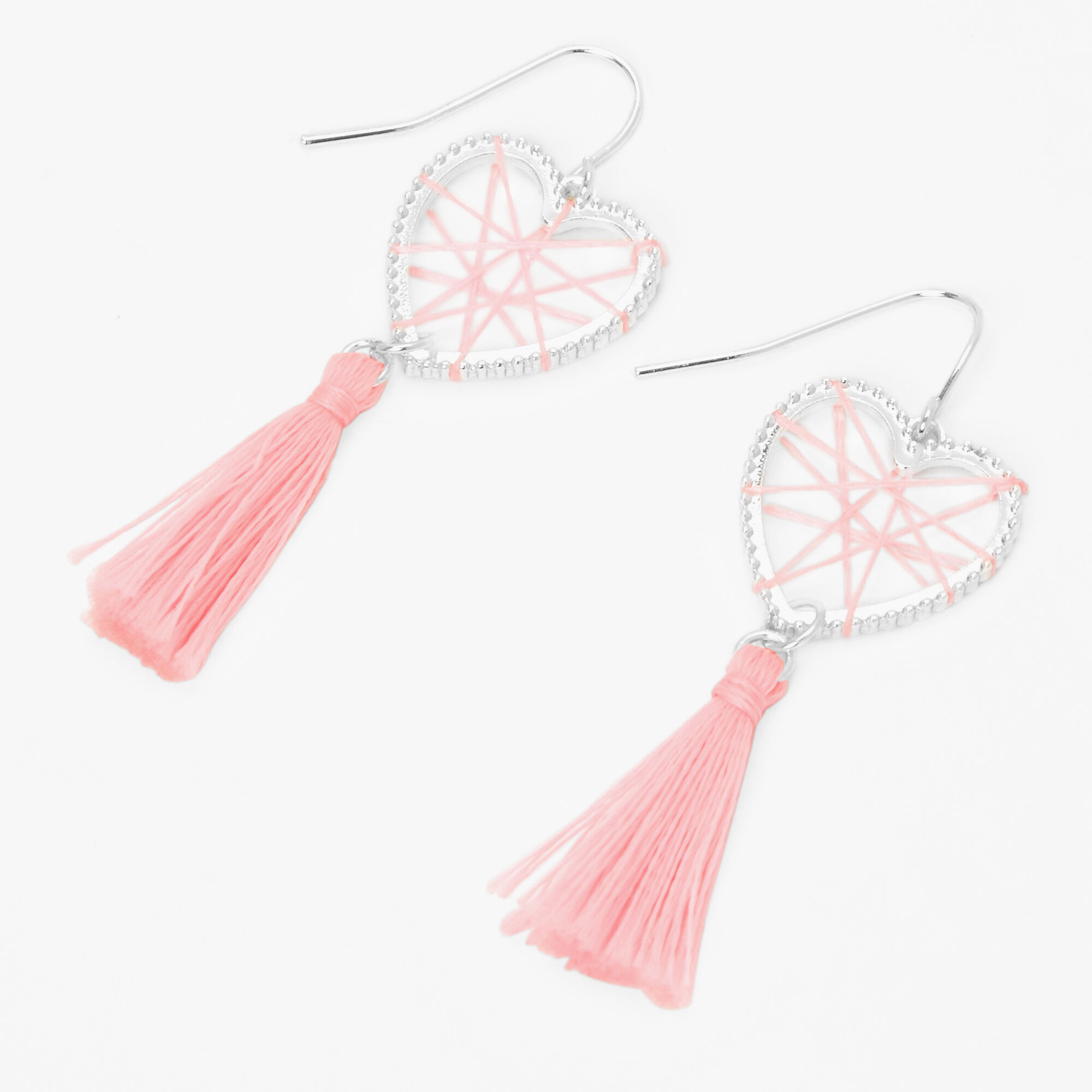 Heart top tassel earrings