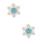 Sterling Silver Crystal Snowflake Stud Earrings - Blue,