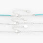 Silver Leaf Horn Choker Necklaces - Turquoise, 3 Pack,
