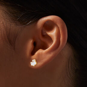 18kt Gold Plated Enamel Bunny Stud Earrings,