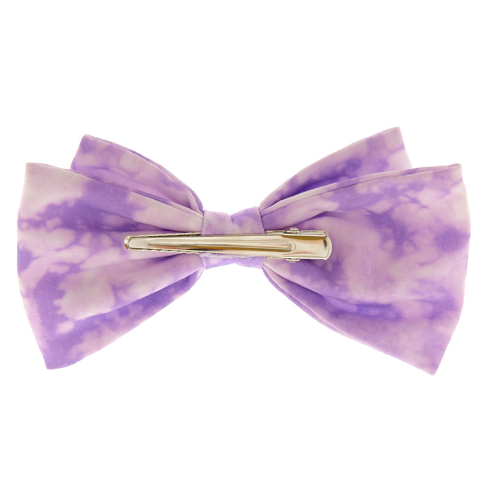 Tie Dye Floppy Hair Bow Clip - Lilac,