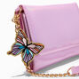Pink Butterfly Charm Faux Patent Leather Wallet &amp; Chain,