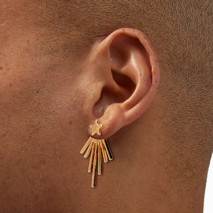 Gold-tone Front &amp; Back Star Burst Earrings,