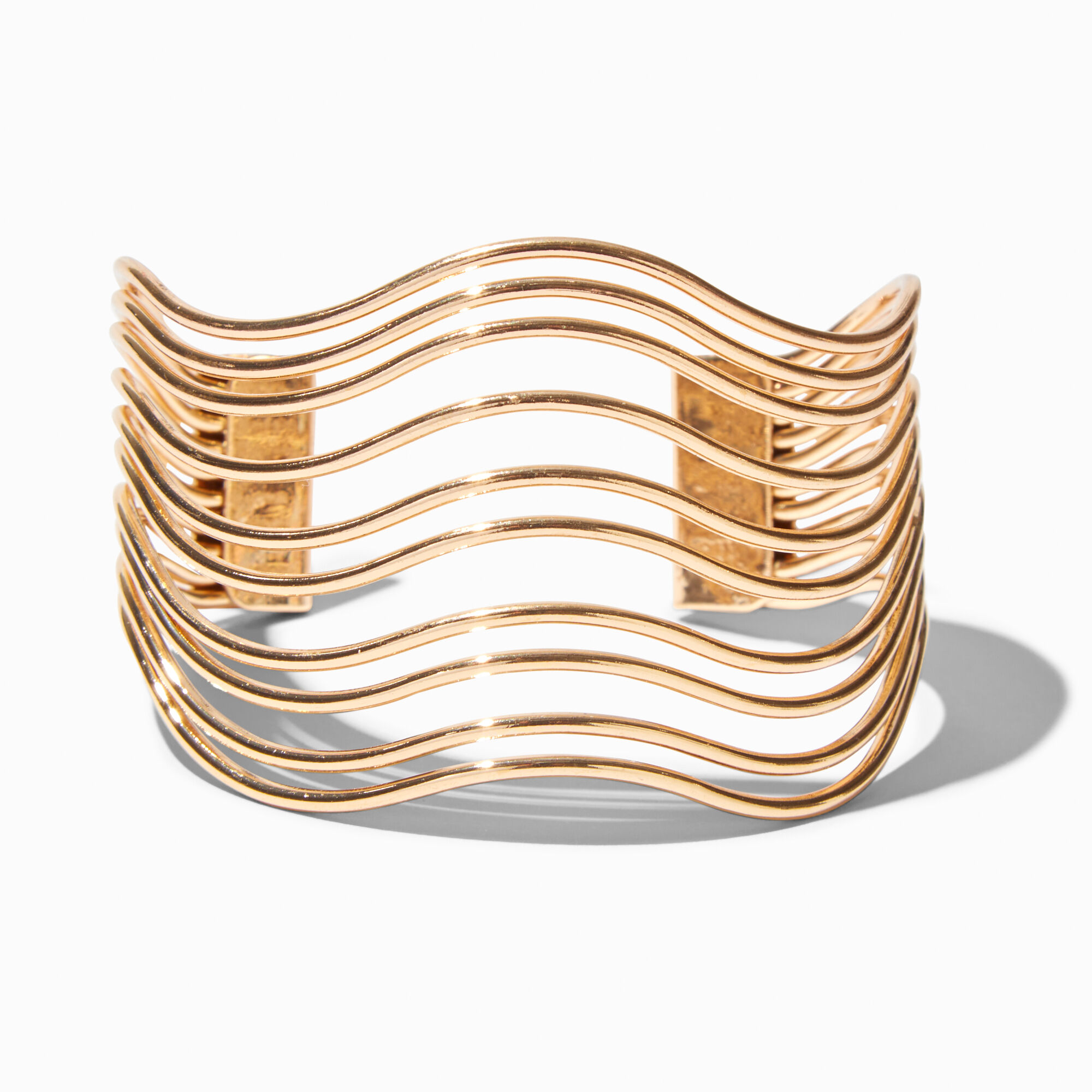 View Claires Tone Wave Cuff Bracelet Gold information