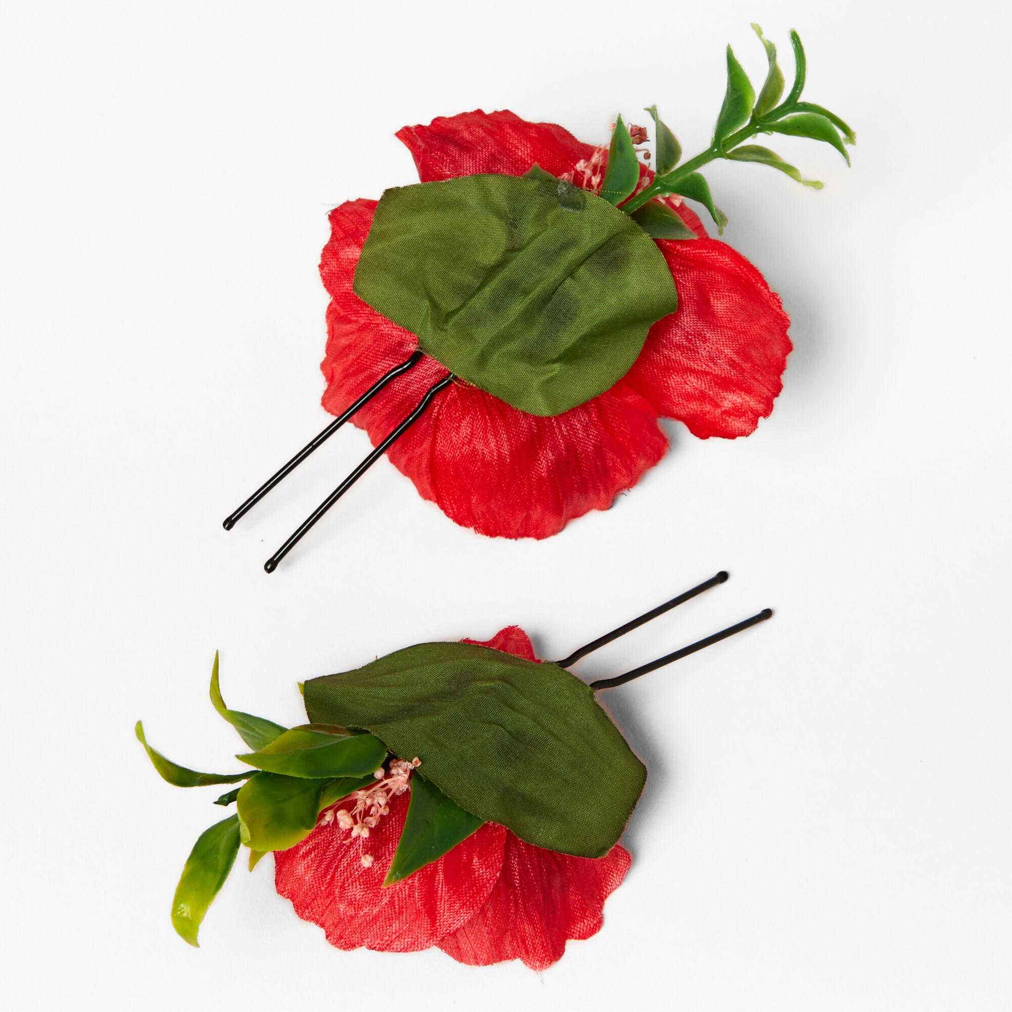 Épingles à cheveux florales coquelicot rouge - Lot de 2,