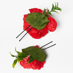 Red Poppy Floral Hair Pins - 2 Pack,
