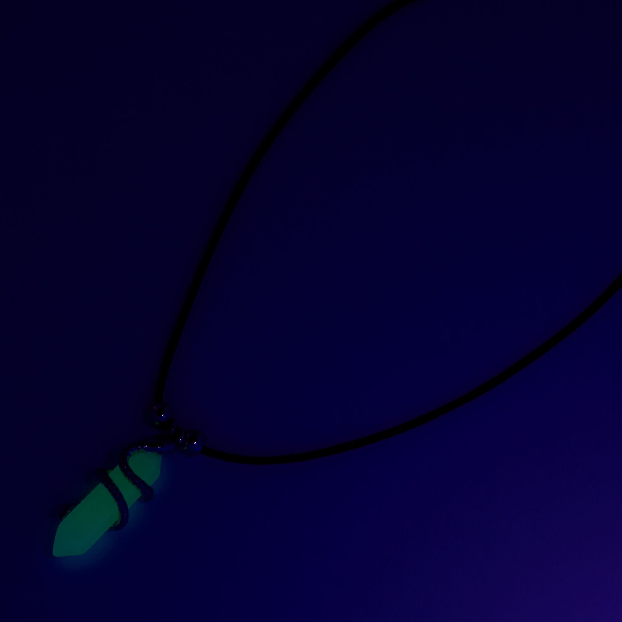 White Glow In The Dark Mystical Gem with Snake Pendant Black Cord