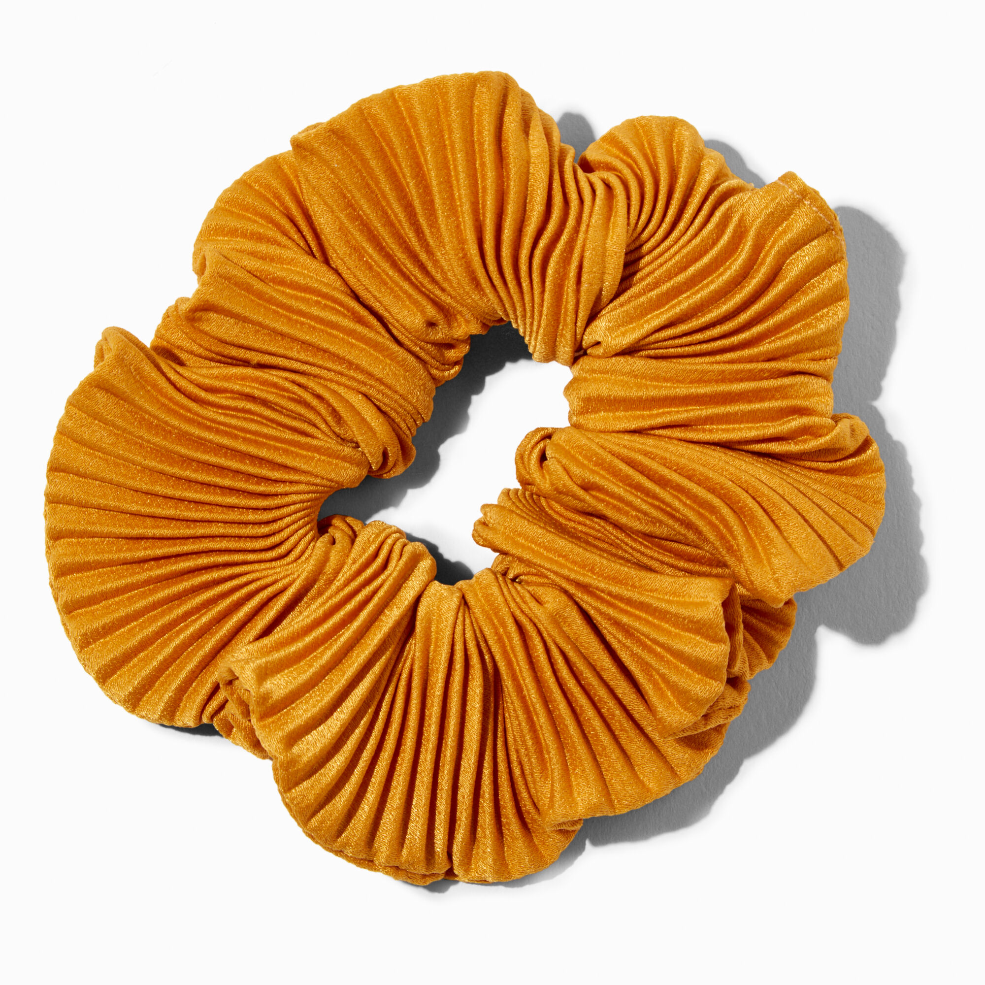 Pleated Mustard Hair Scrunchie,