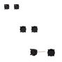 Black Cubic Zirconia 4mm, 5mm, &amp; 6mm Round Stud Earrings - 3 Pack,