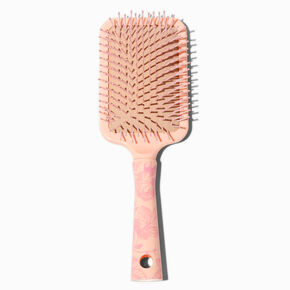Brosse &agrave; cheveux plate florale rose,