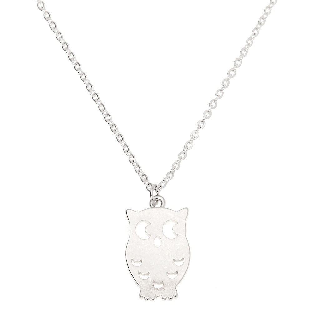 Silver Owl Pendant Necklace,