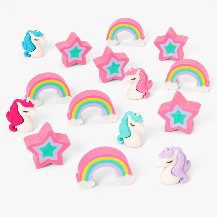 Rainbow Unicorn Erasers - 15 Pack,