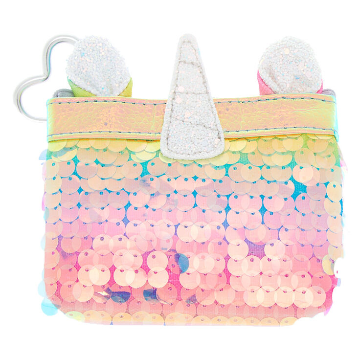 Rainbow Holographic Sequin Unicorn Zip Coin Purse,