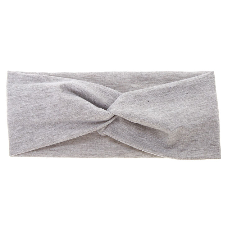 Wide Jersey Twisted Headwrap - Gray,