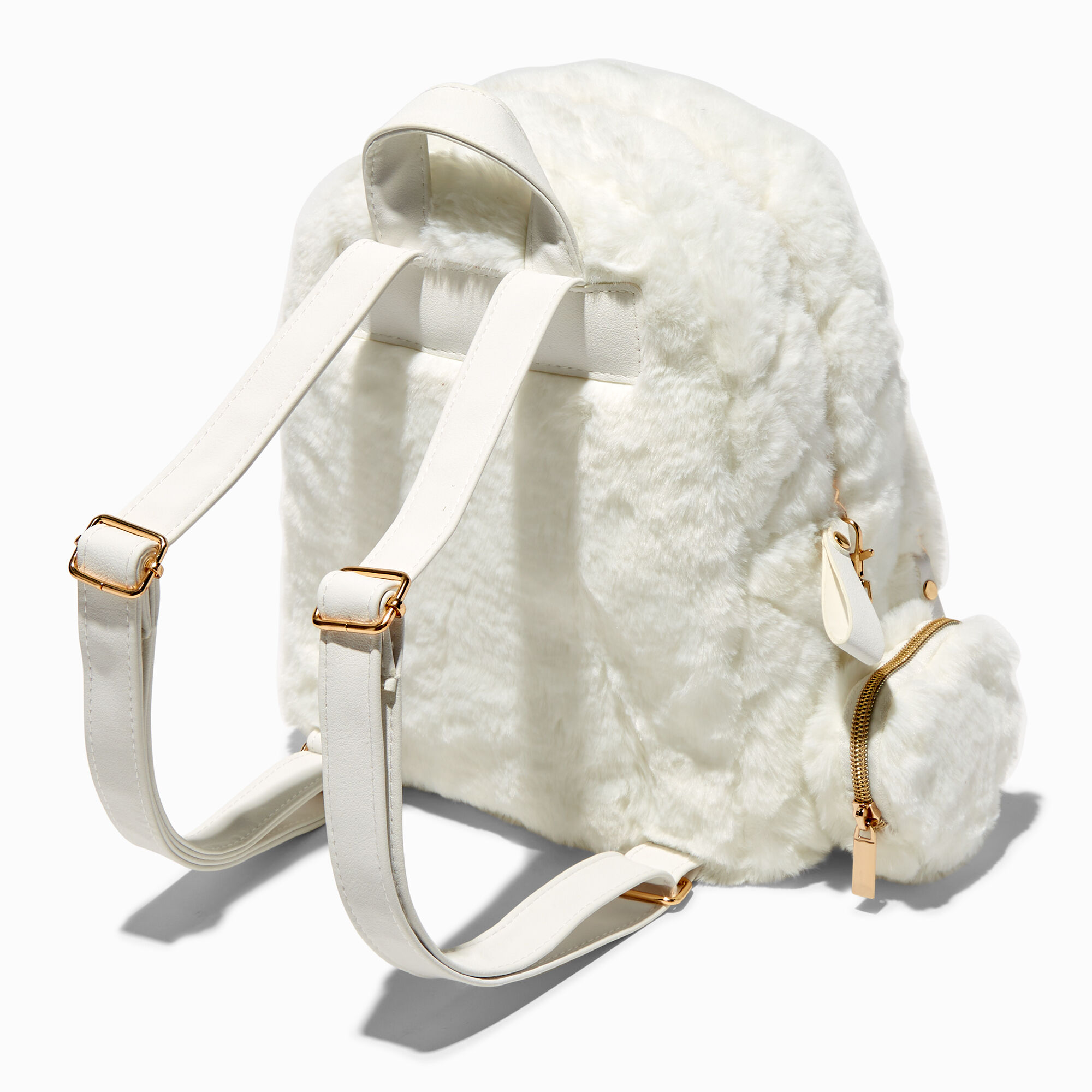 White furry backpack discount