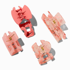Pink Tortoiseshell Squiggle Hair Claws - 4 Pack,