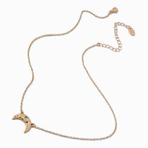 Gold-tone Sideways Crescent Moon Pendant Necklace,