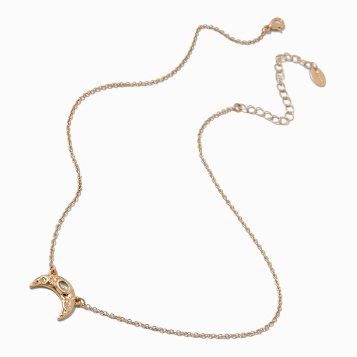 Gold-tone Sideways Crescent Moon Pendant Necklace,