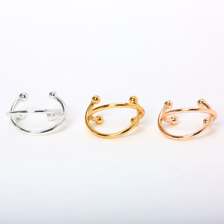 Mixed Metal Criss Cross Ear Cuffs - 3 Pack,