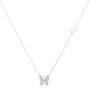 Silver Double Butterfly Pendant Necklace,