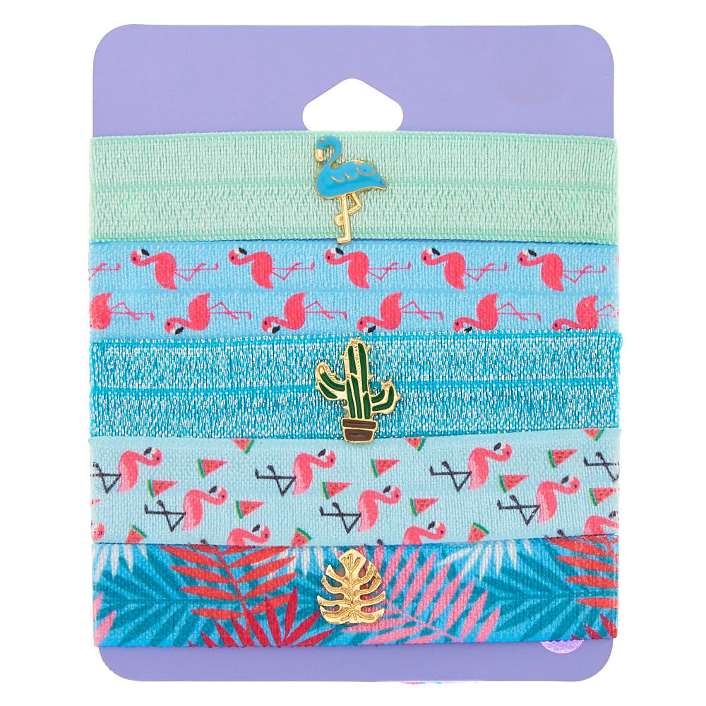 Tropical Ribbon Stretch Bracelets - Blue, 5 Pack,