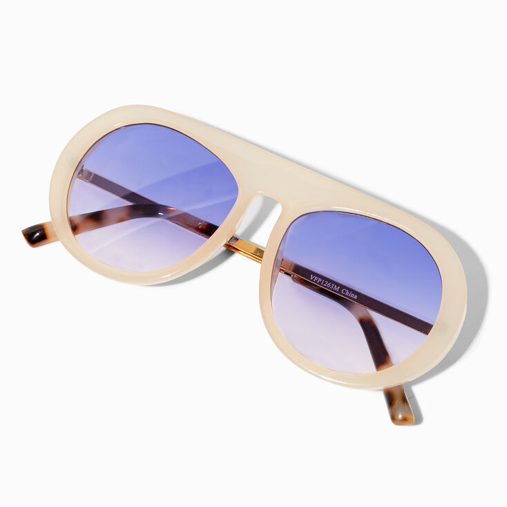 Ivory &amp; Tortoiseshell Aviator Sunglasses,