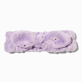 Silver Star Purple Furry Makeup Bow Headwrap,