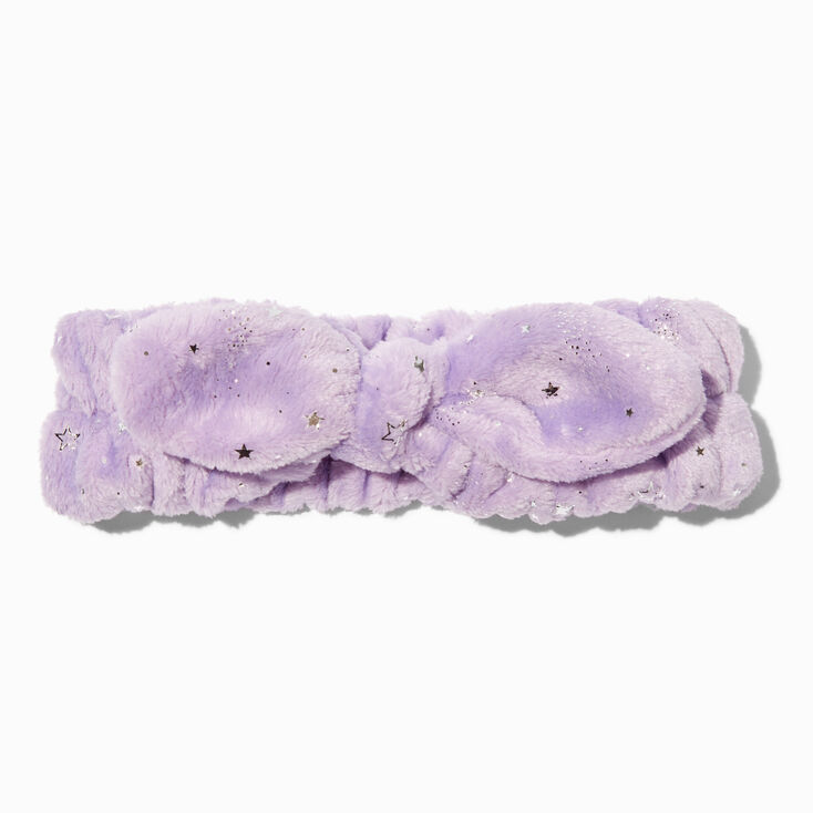 Silver Star Purple Furry Makeup Bow Headwrap,