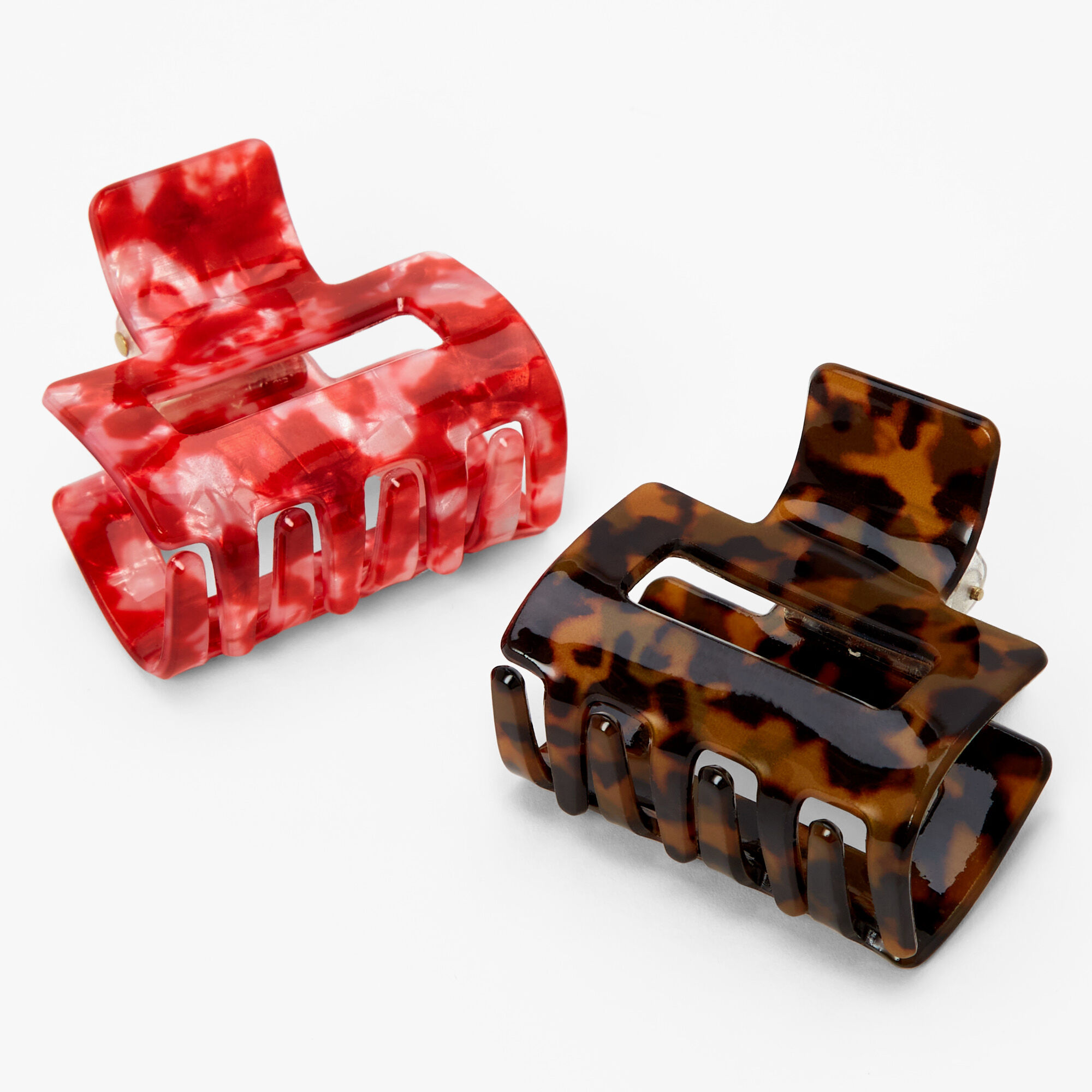 Mini Tortoiseshell Hair Claws - Red, 2 Pack,