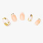 White Marble Gold Foil Coffin Faux Nail Set - 24 Pack,