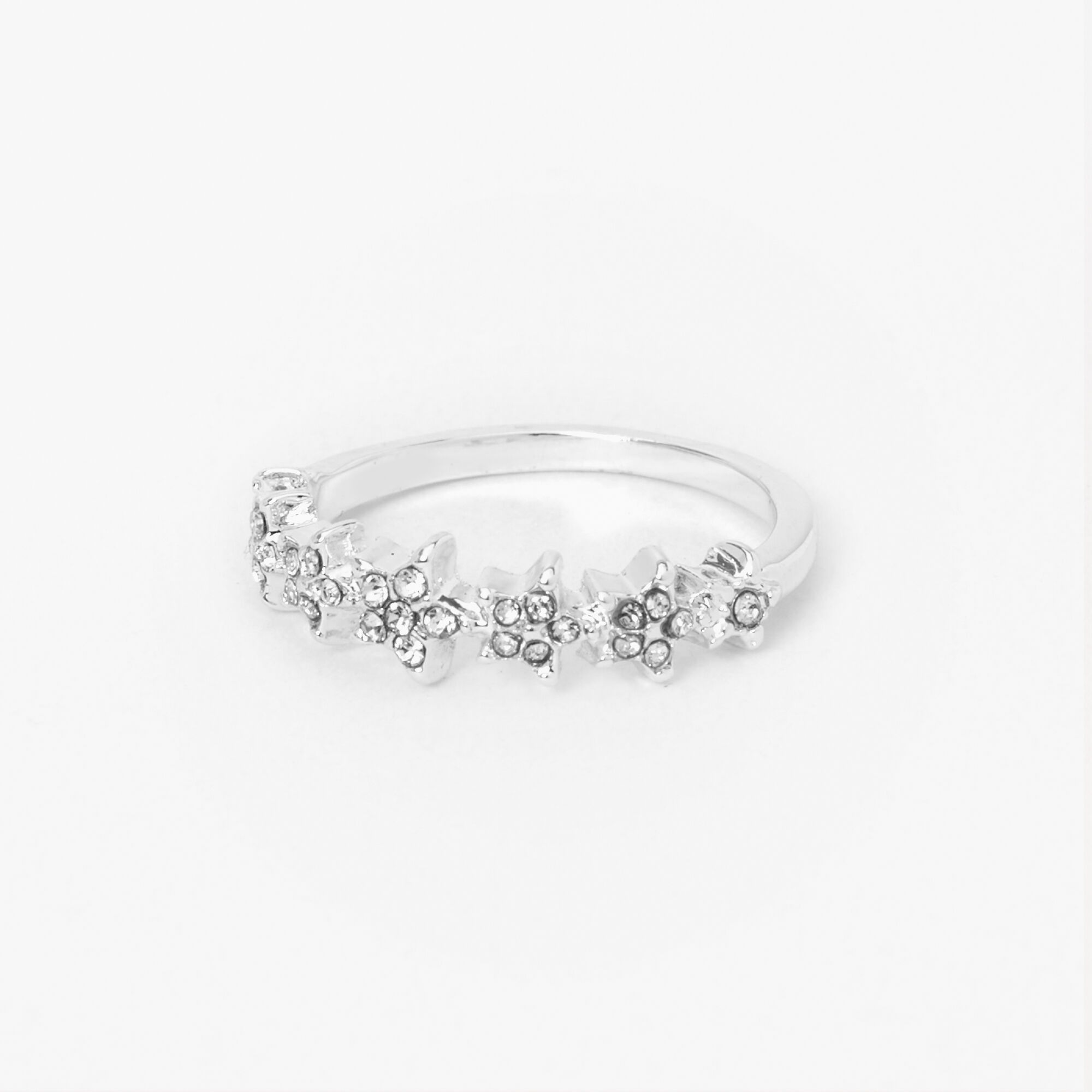 View Claires Crystal Pavé Stars Ring Silver information