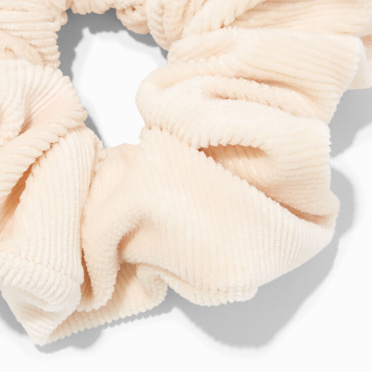 Ribbed Velvet Medium Hair Scrunchie - Ivory,