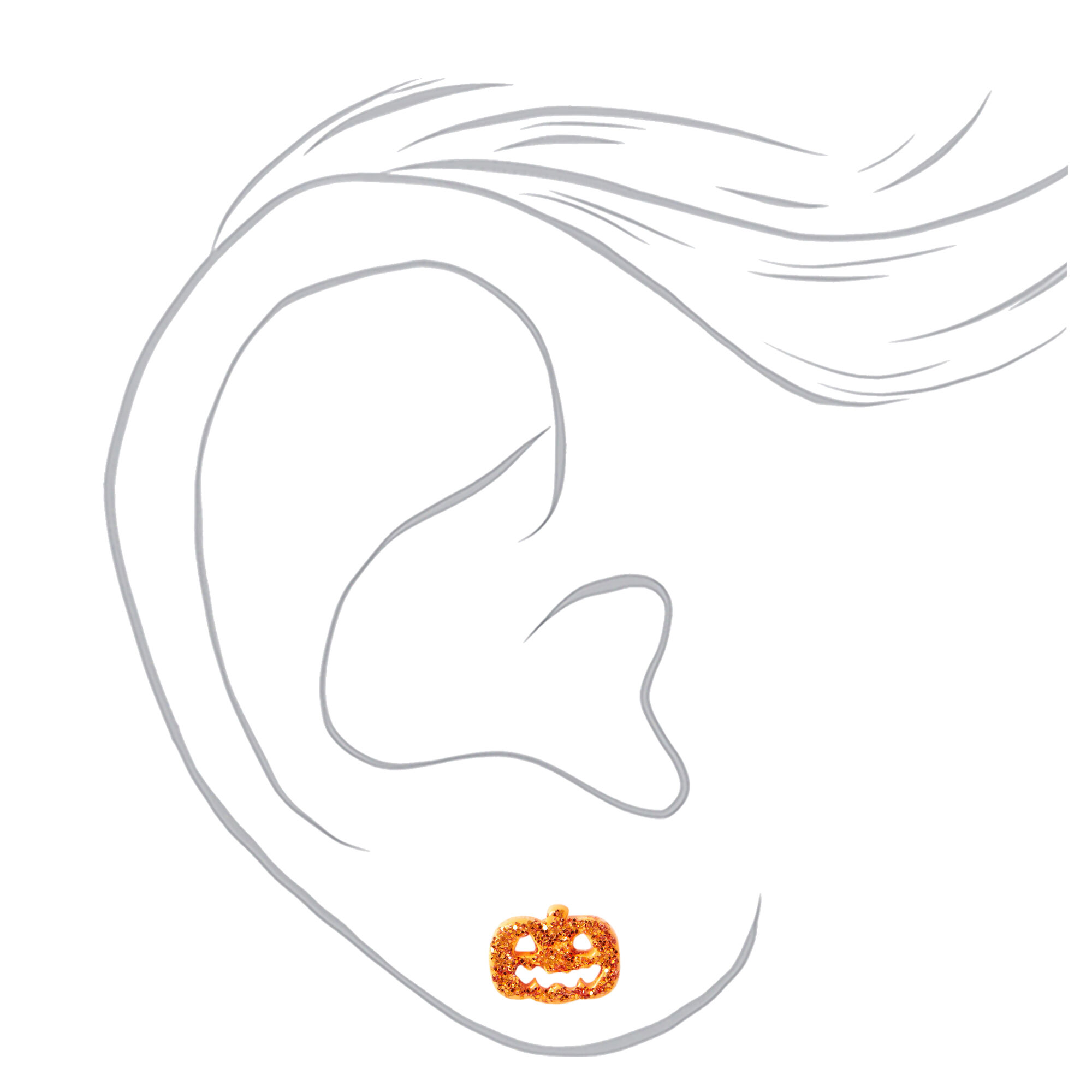 Sterling Silver Glitter Jack O'Lantern Stud Earrings,