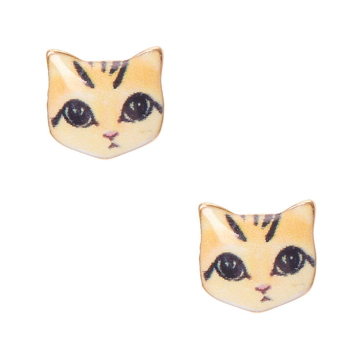 Purrfect Cat Face Stud Earrings,