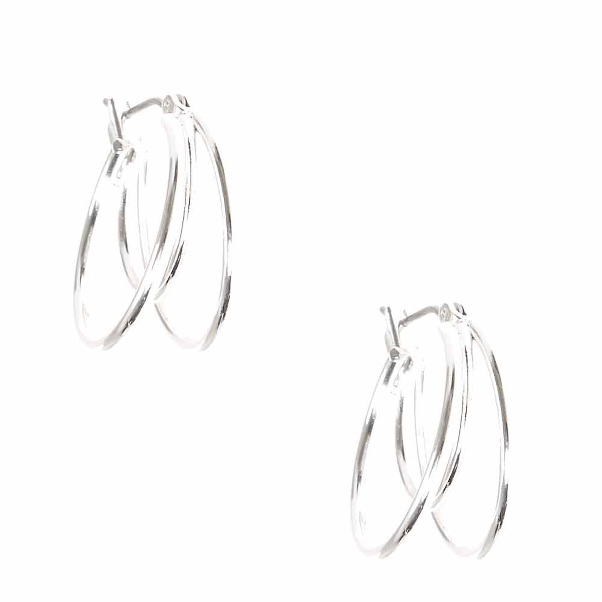 Silver 20MM Triple Hoop Earrings