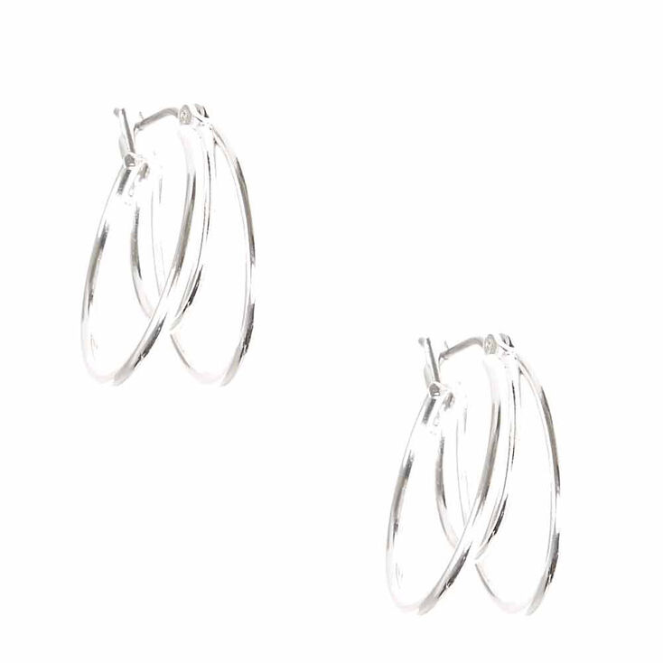 Silver-tone 20mm Triple Hoop Earrings,