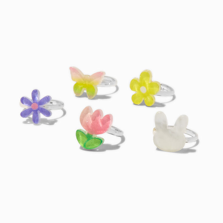 Claire&#39;s Club Bloom Bunny Rings - 5 Pack,