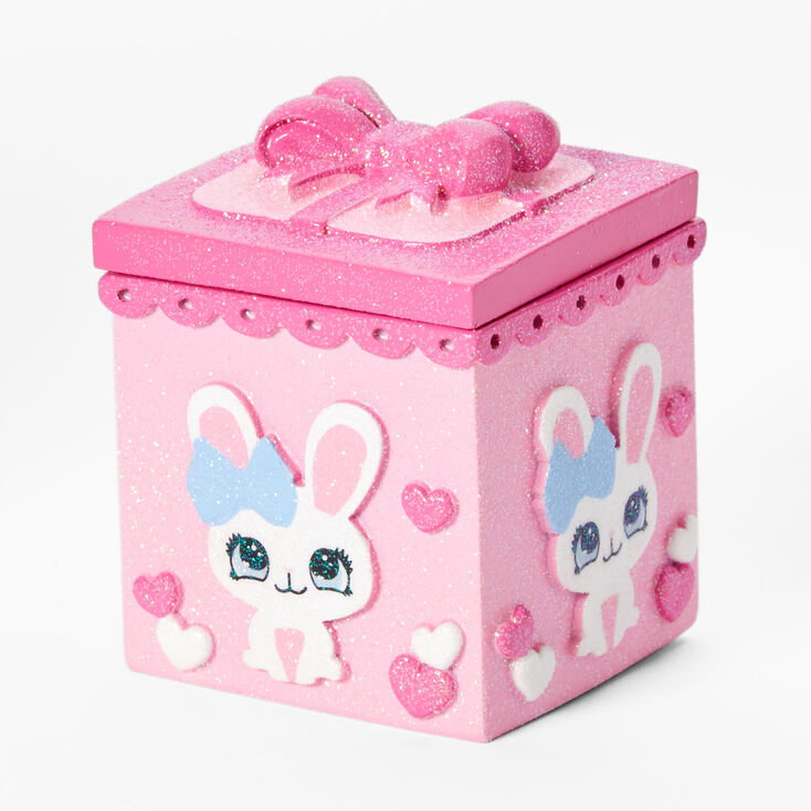 Glitter Pink Bunny Trinket Keepsake Box,