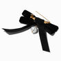 Broche perle d&#39;imitation et n&oelig;ud en velours noir,