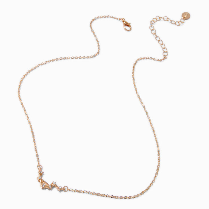 Gold-tone Zodiac Constellation Pendant Necklace - Libra,