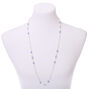 Silver Beaded Stone Long Necklace - Blue,